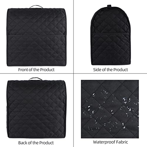 Stand Mixer Cover for Bowl Lift 5-8 Qt, Kitchenaid Tilt-Head & Bowl Lift, 3 Pocket Bag Organizer, Waterproof, Easy-Clean (Black)