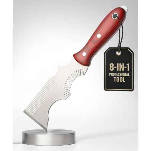 Bates- 8-in-1 Painters Tool, Wooden Handle, Stainless Steel Paint Brush Cleaner Tool, Paint Brush Comb