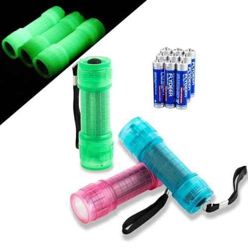 KunHe 3 Pack Glow in Dark Flashlights Small Mini Flashlight for Kids Bulk flashlights with Batteries Included Gift for Kids Halloween Birthday Party Classroom Prizes Christmas Gifts Stocking Stuffers
