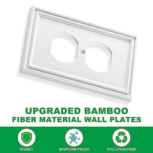 Ranweydi 1 Gang Duplex Electrical Outlet Wall Plate - White, Modern Decor, Pack of 4
