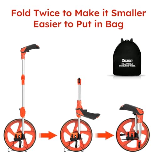 Zozen Measuring Wheel in Feet & Inches - 40in Ext., Orange, Collapsible