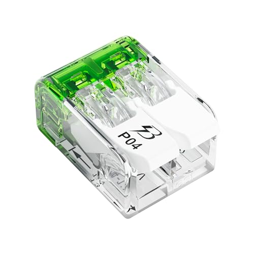 BELEKS 2 Port Electrical Lever Nuts Pack of 10 - Transparent Wire Connectors AWG 12-24