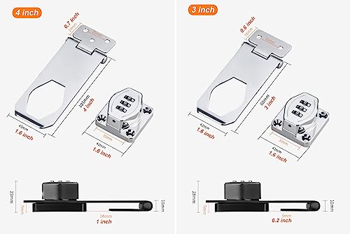 ETEKJOY 4 Inch Black Keyless Cabinet Lock with 3-Digit Combination, Secure Wooden Drawer & Cupboard Latch