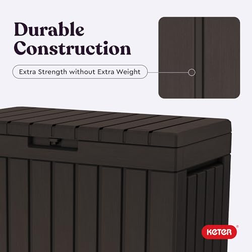 Keter Kentwood 50 Gallon Outdoor Storage Box Brown - Patio Side Table