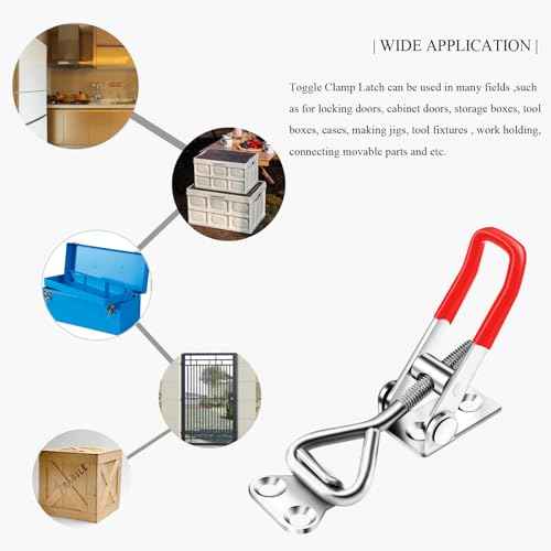 6 Pack Adjustable Toggle Latch Clamp 4001, Silver, 330Lbs Holding Capacity Pull for Lid Jig