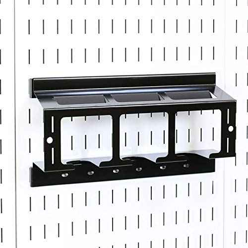Wall Control Drill Holder Power Tool Storage Rack - Compact Impact Drill Battery Power Tool Pegboard Organizer Pegboard (Black)