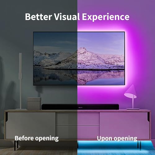 KSIPZE 16.5FT LED TV Backlight Strip for 45-75 Inch Screens RGB Smart App & Button Control