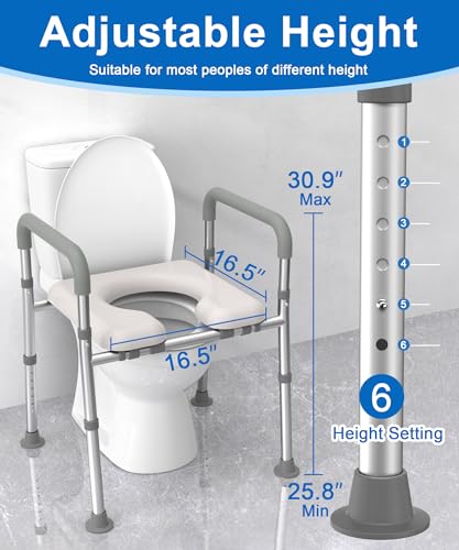 HOMLAND Standard Adjustable Toilet Seat Riser for Seniors, 400lb Capacity
