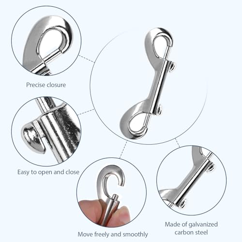 24PCS 3.7-Inch Double Ended Bolt Snaps Hooks Silver - Heavy Duty Clips