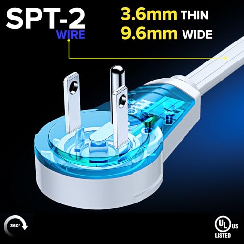 Maximm 4 Ft UL Certified Rotating Flat Plug Extension Cord with 3 Outlets