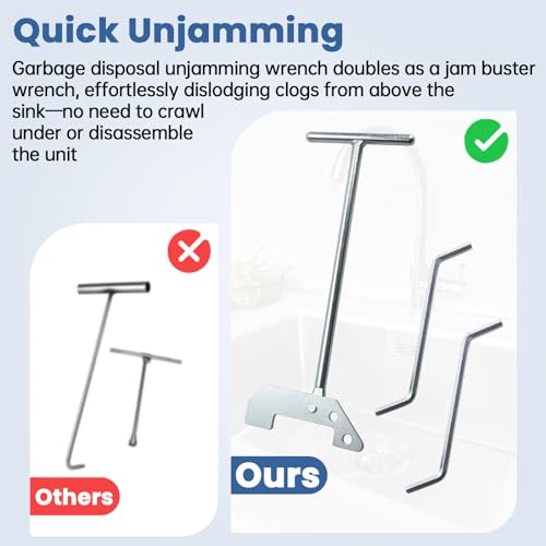 Garbage Disposal Wrench Set – 2 Allen Wrenches & Key Wrench for Unjamming