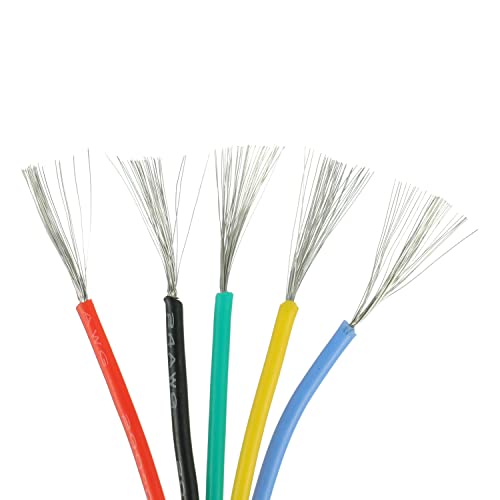 BOJACK 24 AWG Silicone Hook Up Wire Kit with Heat Shrink Tubing & Mini Stripper