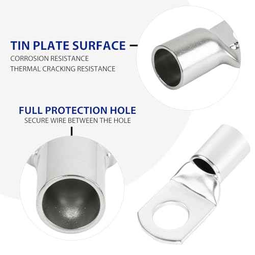 1/0 Gauge Car Battery Cable Kit - 5.5 Feet Each, Black & Red - Copper Clad Aluminum Wire with Lugs & Tubes - Vehicle, Truck, RV, Solar Power Welding Cables