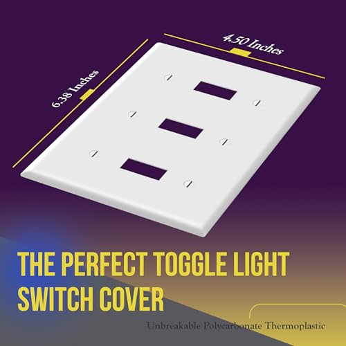 ENERLITES White Triple Light Switch Wall Plate, 3-Gang, Standard Size, Gloss Finish, With Screws