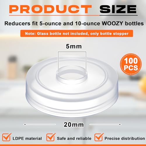 Burbell 100 Pcs Hot Sauce Bottle Dripper Insert Orifice Reducers - 20mm, 5mm Hole