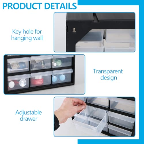 9-Drawer Bead & Parts Storage Cabinet, Wall-Mountable Organizer, Black