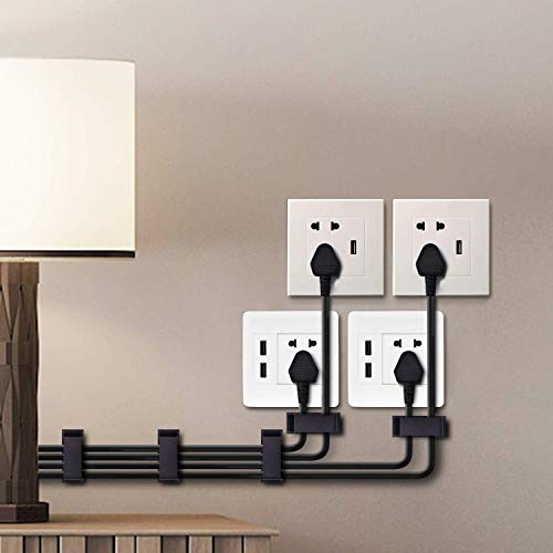 SOULWIT 50Pcs Black Self-Adhesive Cable Management Clips - Easy Organizer