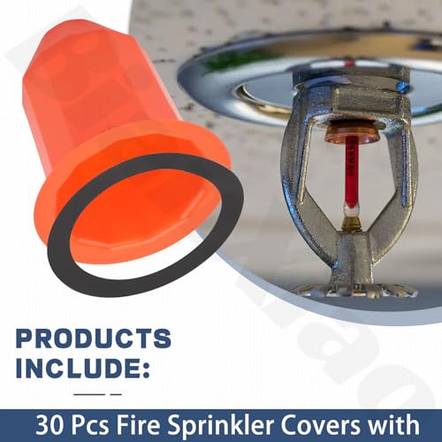 Fire Sprinkler Covers with Magnet Orange - 30 Pcs for Concealed Heads & Paint Guard