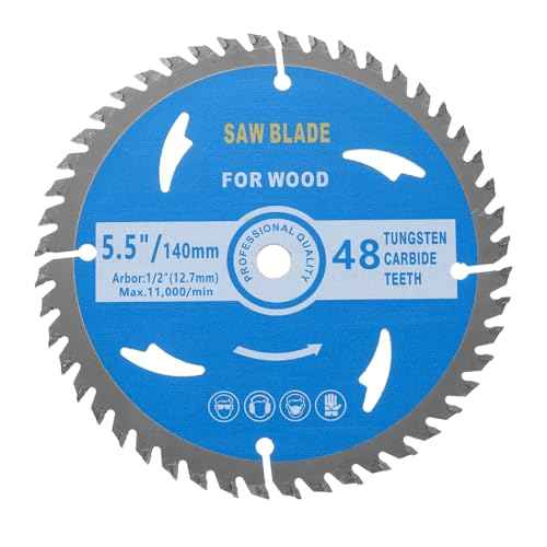 Circular Saw Blade - [5-1/2-inch x 48 Teeth x 1/2" Arbor] Circular Metal Cutting Blade for Woodworking Plastic Use, 0.09-inch Kerf