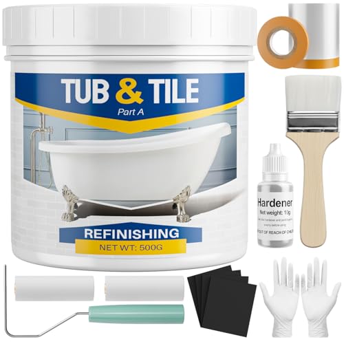 IRONABLE 17oz Tub and Tile Refinishing Kit - DIY Bathtub & Surface Paint with Tools