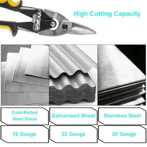 10 Inch Aviation Tin Snips, Heavy Duty Chrome Vanadium Steel Metal Cutter Shears for Cutting Sheet Metal, CR-V Straight Cut