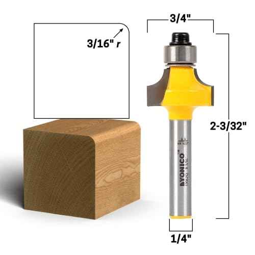 YONICO Roundover Router Bits Edge Forming 3/16-Inch Radius 1/4-Inch Shank 13062q