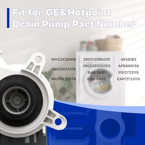 GE Washer Drain Pump 290D1201G003 WH23X28418 Compatible, GTW680/GTW490 Series