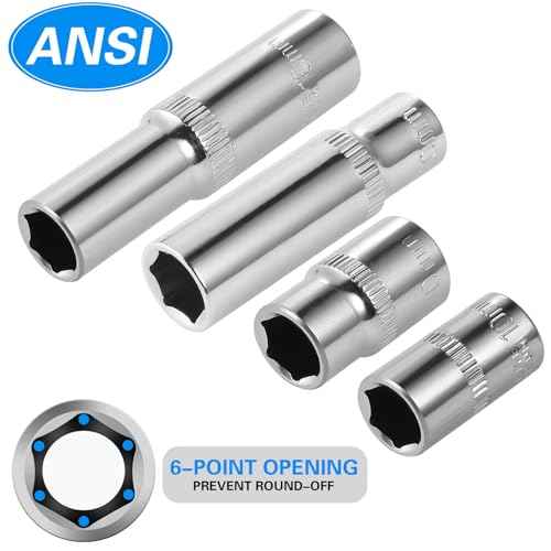 [10-Piece] 10mm Socket Set, 1/4-Inch & 3/8-Inch Drive Impact Socket, 6-Point & 12-Point, Deep and Shallow, Mirror Chrome Finish