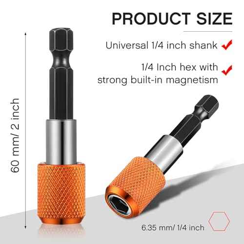 5 Pack Flexible Drill Bit Extension 1/4 Inch Magnetic Drill Bit Holder Tool Kit Hex Shank Quick Release Impact Driver Bit Set Magnetic Bit Holder Bar Socket Chuck Adapter for Nuts Screws