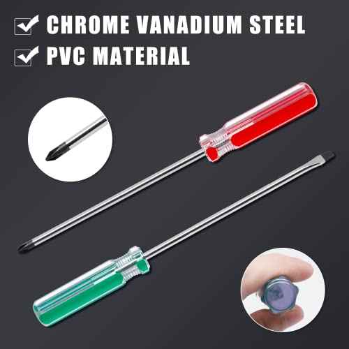 2 PCS Magnetic Screwdriver Set, Magnetic 5mm Phillips and Flat Head Tips Screwdriver with 8¡± Steel Shaft for Repair Home Improvement