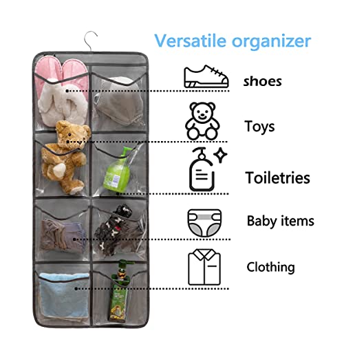 ANZORG Grey Dual-Sided Hanging Closet Organizer with 26 Pockets for Baby & Kids Storage