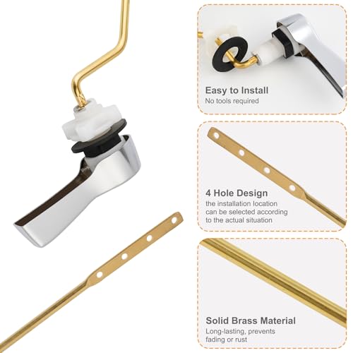 Hibbent Chrome Side Mount Toilet Handle Replacement Kit - Universal Brass Flush Lever