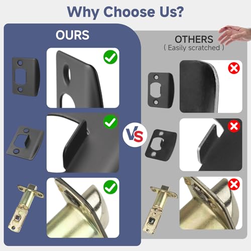 Estmoon 5 Pack Matte Black Interior Door Handles with Privacy Lock - Reversible, Noiseless, Heavy-Duty Zinc Alloy