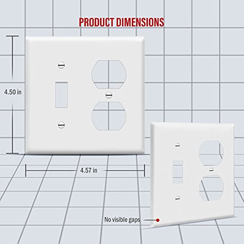 ENERLITES White 2-Gang Combination Toggle Switch & Duplex Receptacle Wall Plate - Standard Size, 1 Pack
