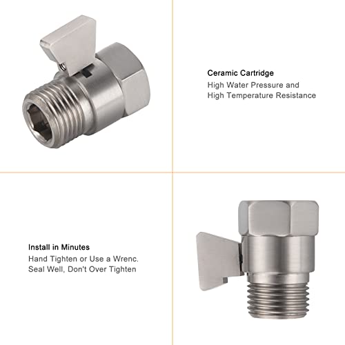 Brushed Nickel Shower Head Shut Off Valve - Water Flow Control & Regulator