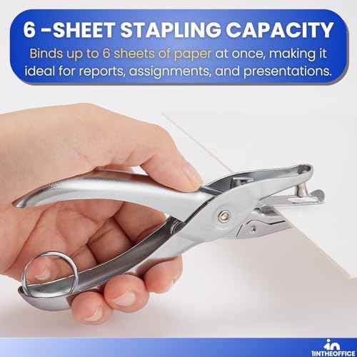 1InTheOffice Single Hole Punch, Ticket 1-Hole Puncher- Metal Hole Punchers - One Hole Puncher Heavy Duty - 5 Sheet Capacity, Silver (2 Pack)
