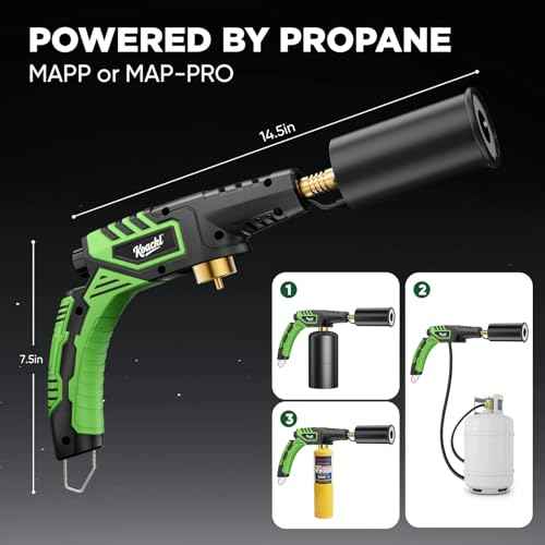 Powerful Propane Torch Head, Campfire Starter, Charcoal Lighter, Welding Torch Head by MAPP, MAP/PRO, for Searing Steak, Soldering, Brazing, Stripping Paint(Tank Not Included)