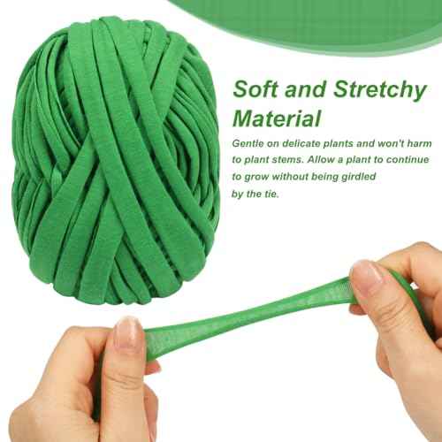 Shintop 2 Packs Garden Twine, Soft Plant Ties Green Tomato Ties Stretchy Garden String for Supporting and Tying Climbing Plants Veggies Flower(98 Feet/Roll