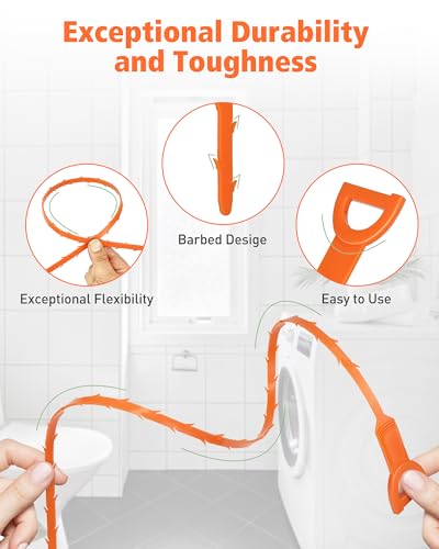 25-Inch Hair Drain Clog Remover Tool - Reusable Flexible Snake for Sink & Tub