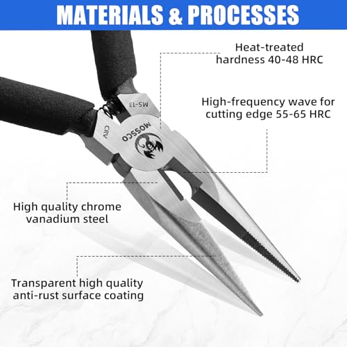 Needle Nose Pliers, 5" Mini Long Nose Pliers with Cutter, Serrated Jaw Precision Small Needle Nose Pliers for Jewelry Making, Bending Wire, Crafts, Electronic Repair
