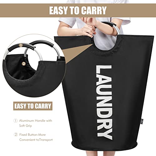 DOKEHOM 90L Collapsible Laundry Basket Bag with Soft Handle, Black
