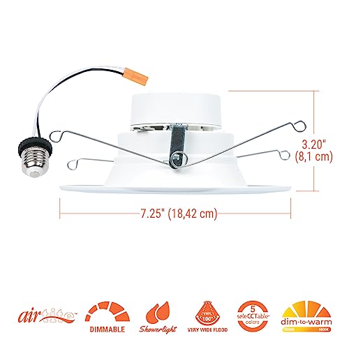 HALO 6-Inch LED Recessed Can Light Trim, 600 Lumens, Dimmable, 5CCT, Wet Location