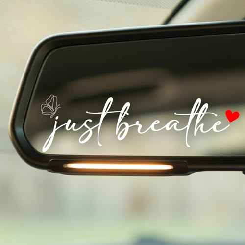 (3 Pcs) Just Breathe Mirror Sticker Inspirational Quote Vinyl Decal for Christian Believers Ideal for Car Rear View Mirror Window Laptop or Motorcycle 4 Inches