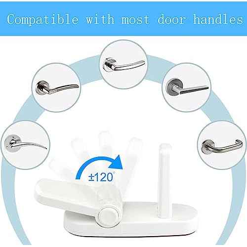 Childproof Door Lever Lock Baby safety locks for doors (1 Pack) Improved door safety for kids, 3M Adhesive No Drilling Child Safety Door Handle Lock. Simple Install, No Tools Needed (White, 1)