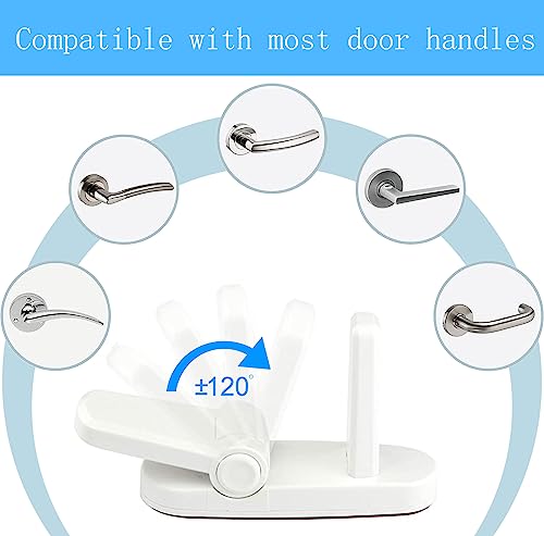Childproof Door Lever Lock 2 Pack White - Baby Safety Locks No Drilling, Easy Install