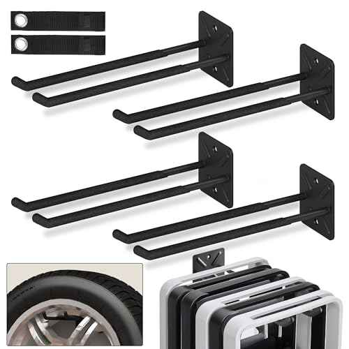 Nacial Garage Hooks, Heavy Duty Garage Hooks, 12.4 Inch Wall Mount Hangers, Max Load 200 lbs Garage Storage Utility Hook for Car Tires, Ladders, Chairs, Strollers, Power Tools, Garden Tools - 4 Pack