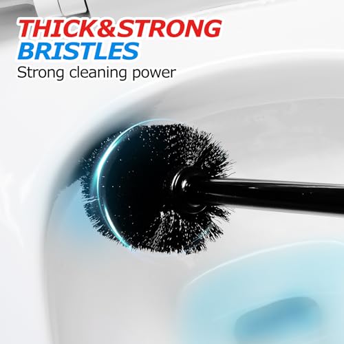 FORASTO 2-in-1 Toilet Brush & Plunger Set Black 3Pack Extended Handle Bathroom