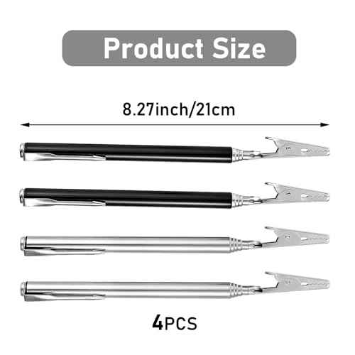 4Pcs Stainless Steel Alligator Clips, Telescopic Metal Wire Clamp, Bracelet Helper Tool with Pen Clip, Extended Clip for Mechanic Jewelry Home Repair Jewelry Fastening Picking Items