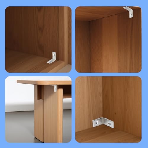 WellMade 1 Inch Stainless Steel L Brackets - 40 Pack Corner Shelf & Furniture Supports