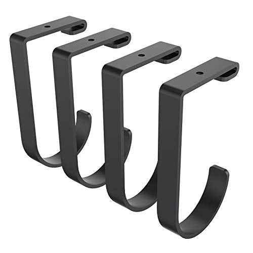 FLEXIMOUNTS 4 Pack Add On Storage Flat Hook Accessory for Garage Ceiling Rack and Wall Shelving, Max Weight Capacity up to 50lbs, Black